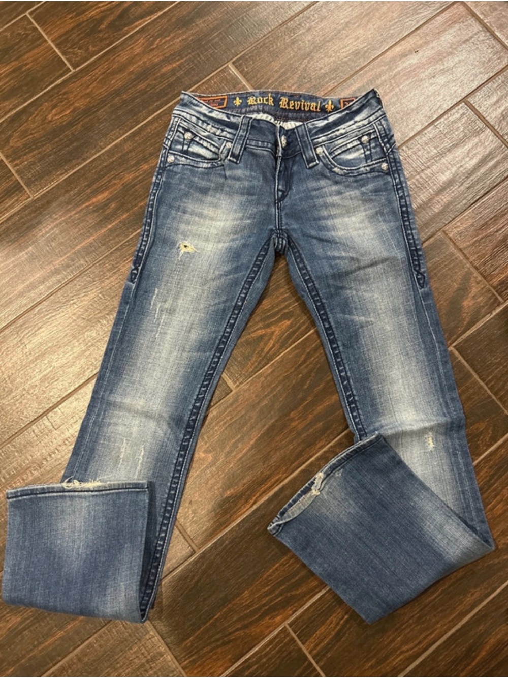 Rock Revival Women's Boot Cut Faded Blue Jeans